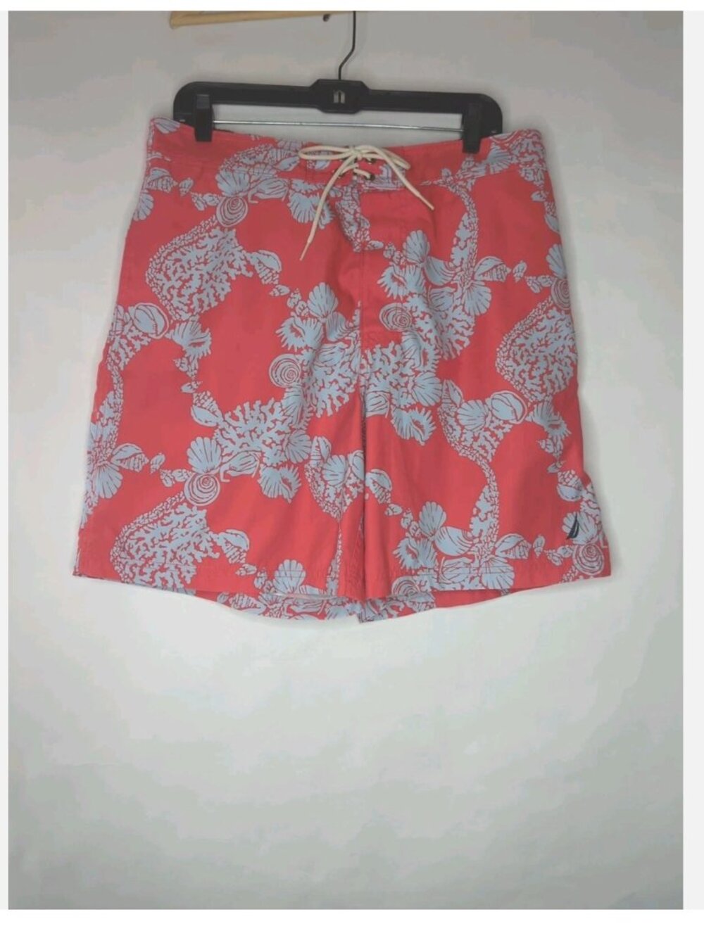 Nautica Men Large Swim Trunks Shorts Coral Blue Reef Seashell Print Beach